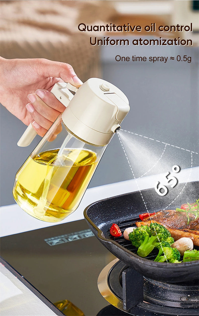 470ML Olive Oil Sprayer Dispenser For Cooking BBQ 2 In 1 Glass Oil Vinegar Soy Sauce Spray Kitchen Oil Bottle For Air Fryer