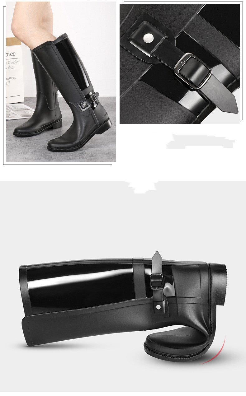 Rain Boots Ladies Water Shoes High Tube Long Tube Outer Wear Waterproof Rubber Shoes