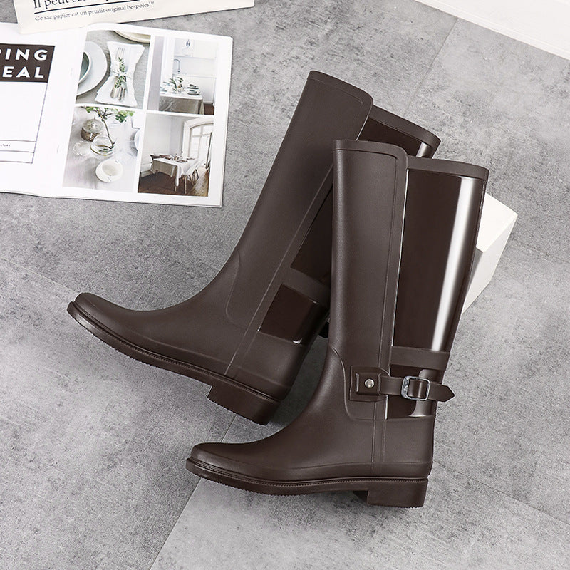 Rain Boots Ladies Water Shoes High Tube Long Tube Outer Wear Waterproof Rubber Shoes